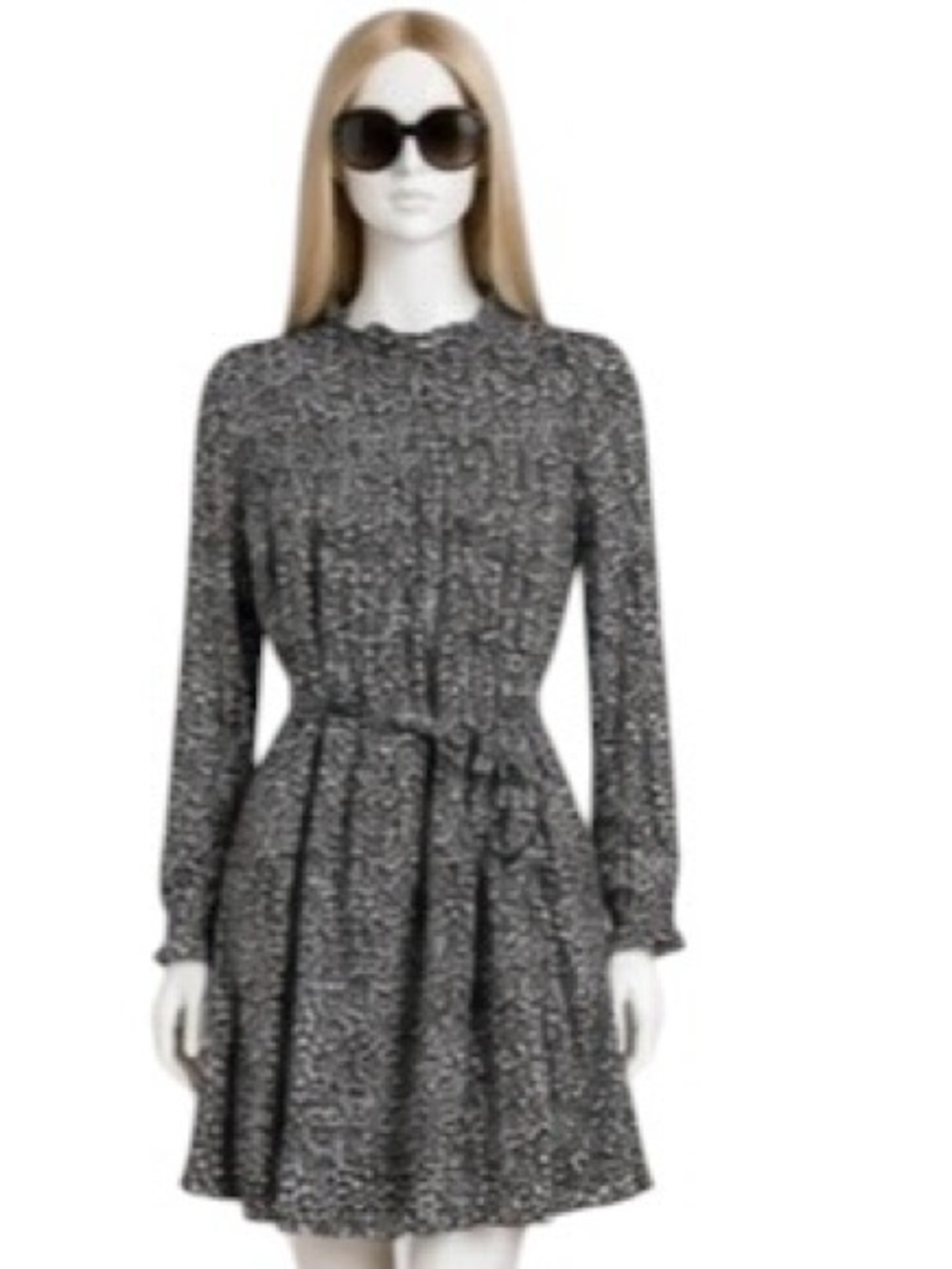 Boden Beige & Black Floral Long Sleeves Dres Size 12R